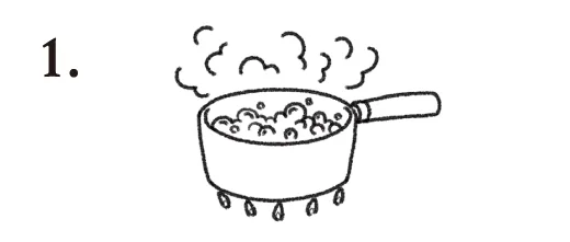 手順1.沸騰した鍋にわんこだしを入れ、中火で5分煮出す